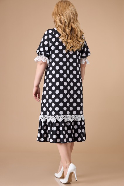 Платье 1541 черный + белый горох Svetlana Style