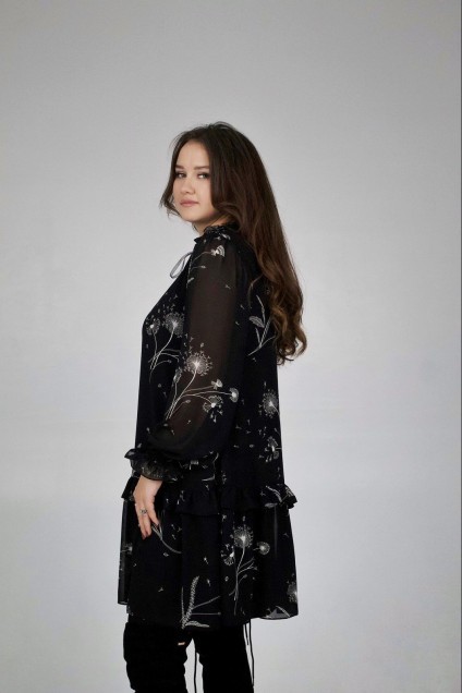Платье 1696 черный + цветы Svetlana Style
