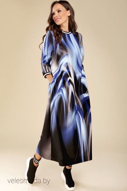Платье 1432 синие разводы TEFFI Style