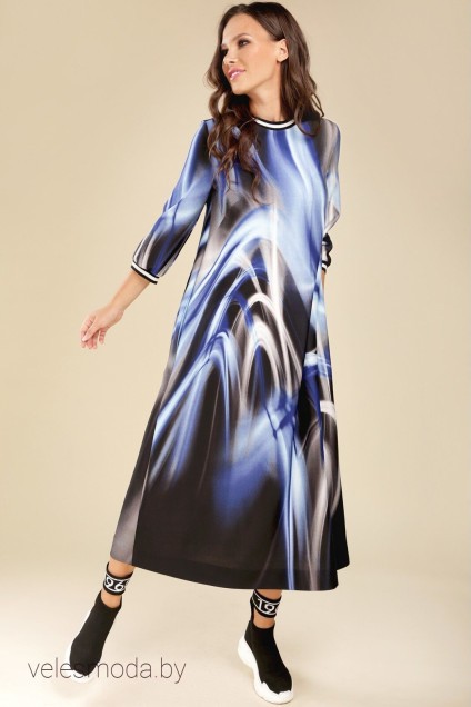 Платье 1432 синие разводы TEFFI Style