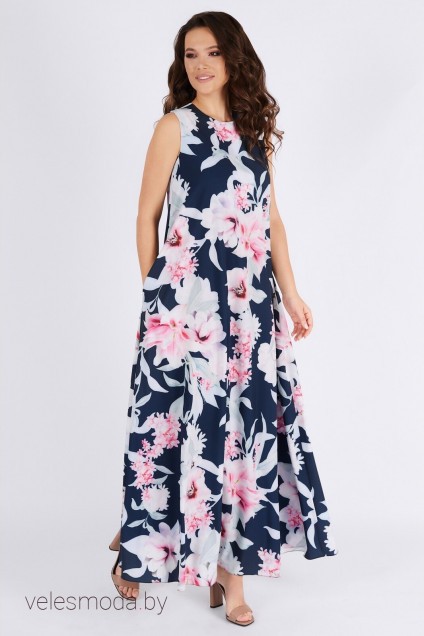 Платье 1390 лилии на синем TEFFI Style