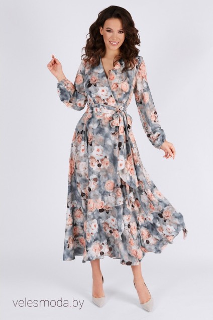 Платье 1417 персик+цветы TEFFI Style