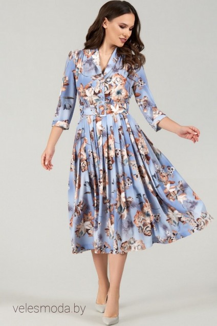 Платье 1425 голубой TEFFI Style