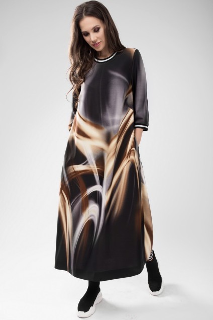 Платье 1432 коричневые разводы TEFFI Style
