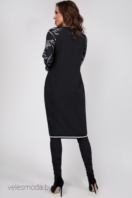 Платье 1452 черный+цепи TEFFI Style