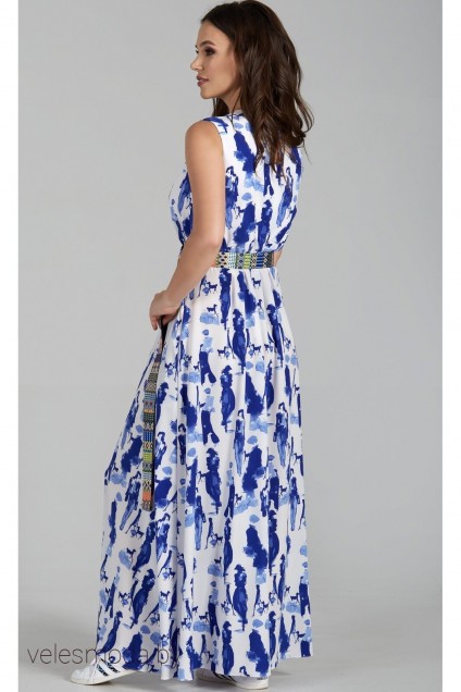 Платье 1484 бело-синий TEFFI Style