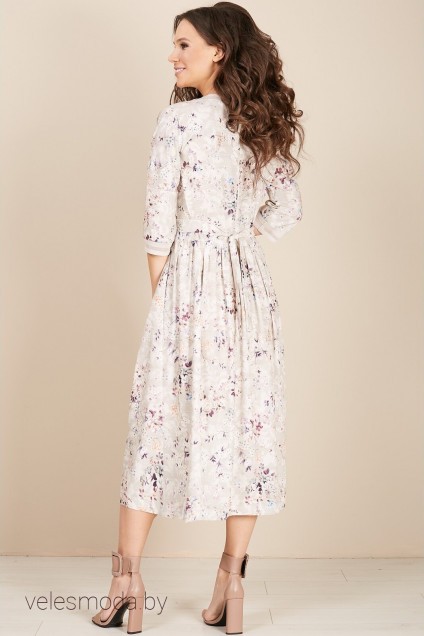 Платье 1492 серо-бежевый TEFFI Style