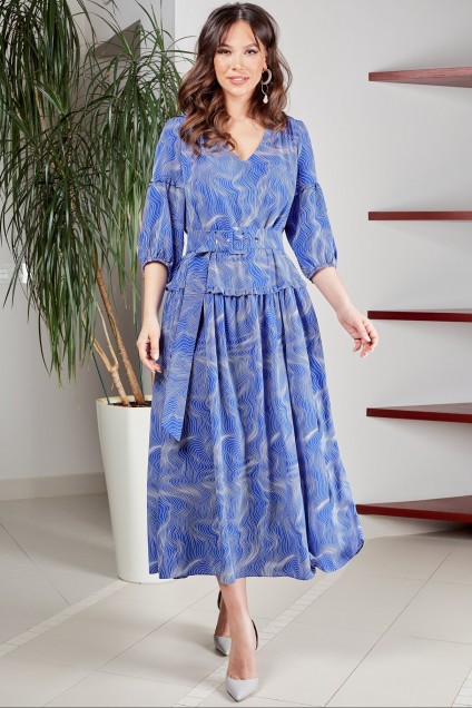 Платье 1496 синий + волна TEFFI Style