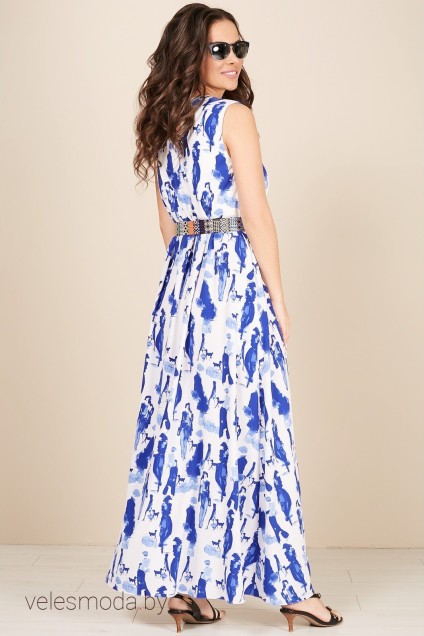 Платье 1848 бело-синий TEFFI Style