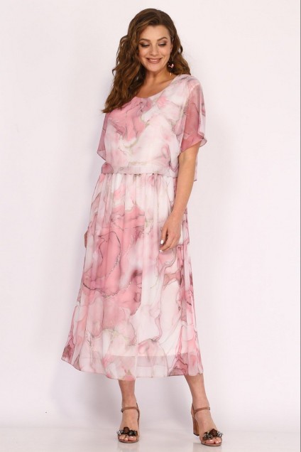 *Платье 1184 розовый мрамор ТАиЕР
