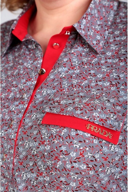 Рубашка 62221 серый+красная отделка Tair-Grand