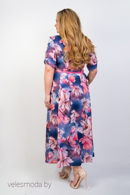 Платье 1716 розовый+цветы TtricoTex Style
