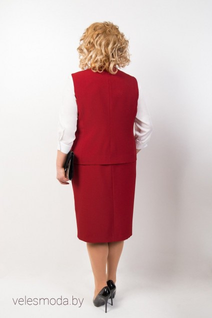 Костюм с юбкой 1736 красный (тройка) TtricoTex Style