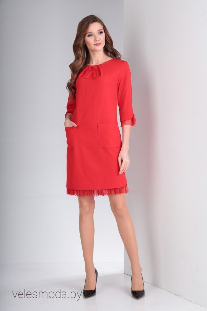 Платье 7390 красный+красная отделка Tvin