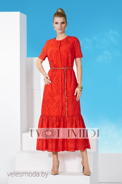 Платье 9982 красный (с ремнем) Твой Имидж