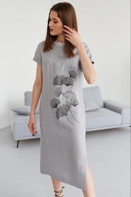 Платье 5028 серый абстракция VIZANTI