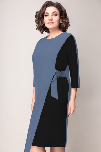 Платье 1253 черно-голубой VOLNA