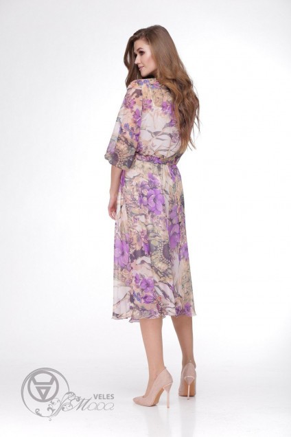 Платье 1168 бежево-фиолетовый VeritaModa