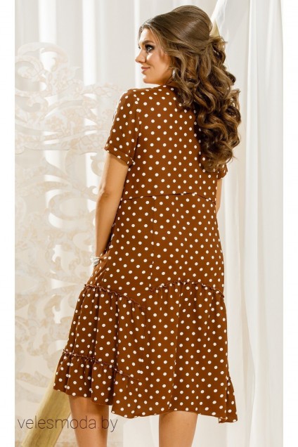 Платье 11373 горохи+коричневый Vittoria Queen