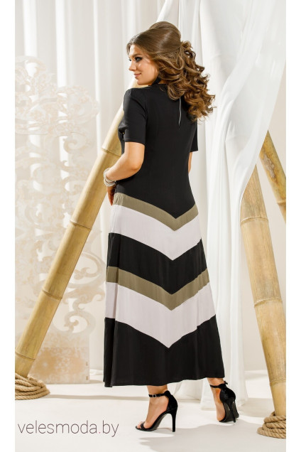 Платье 11493 черный+хаки+светло-серый Vittoria Queen