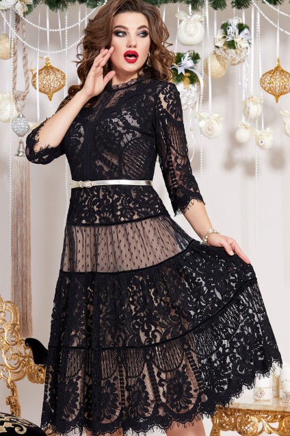 Платье 10193 черный+телесный Vittoria Queen
