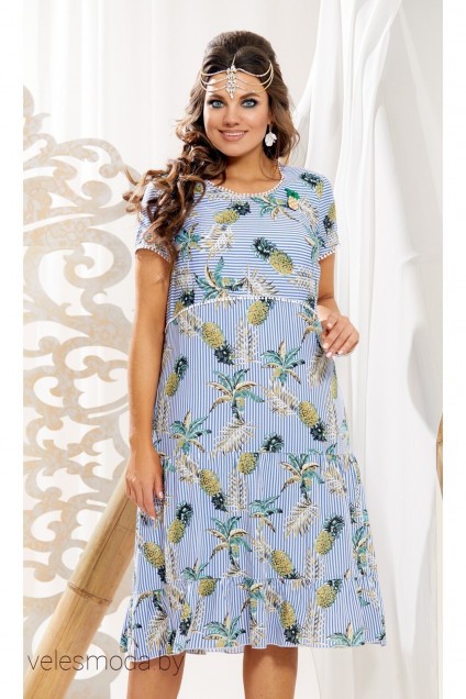 Платье 11053 полоска + цветочный принт Vittoria Queen