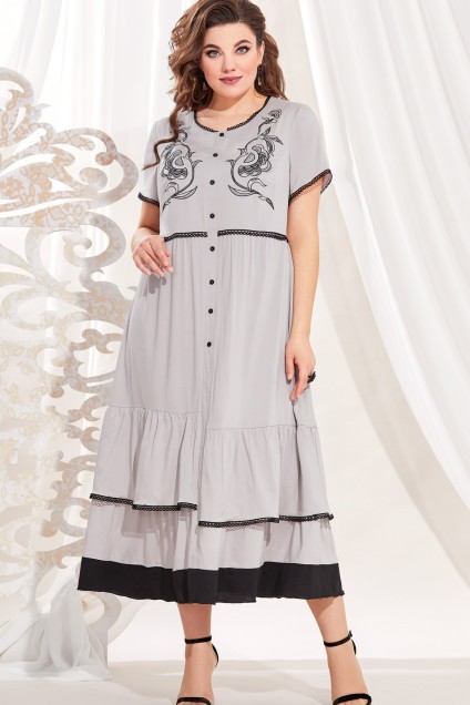 Платье 13623 серый с черным Vittoria Queen
