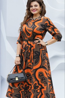 *Платье 19353-1 цветы оранжевый Vittoria Queen