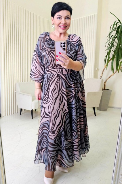 Платье 22273-1 зебра серо-розовый Vittoria Queen