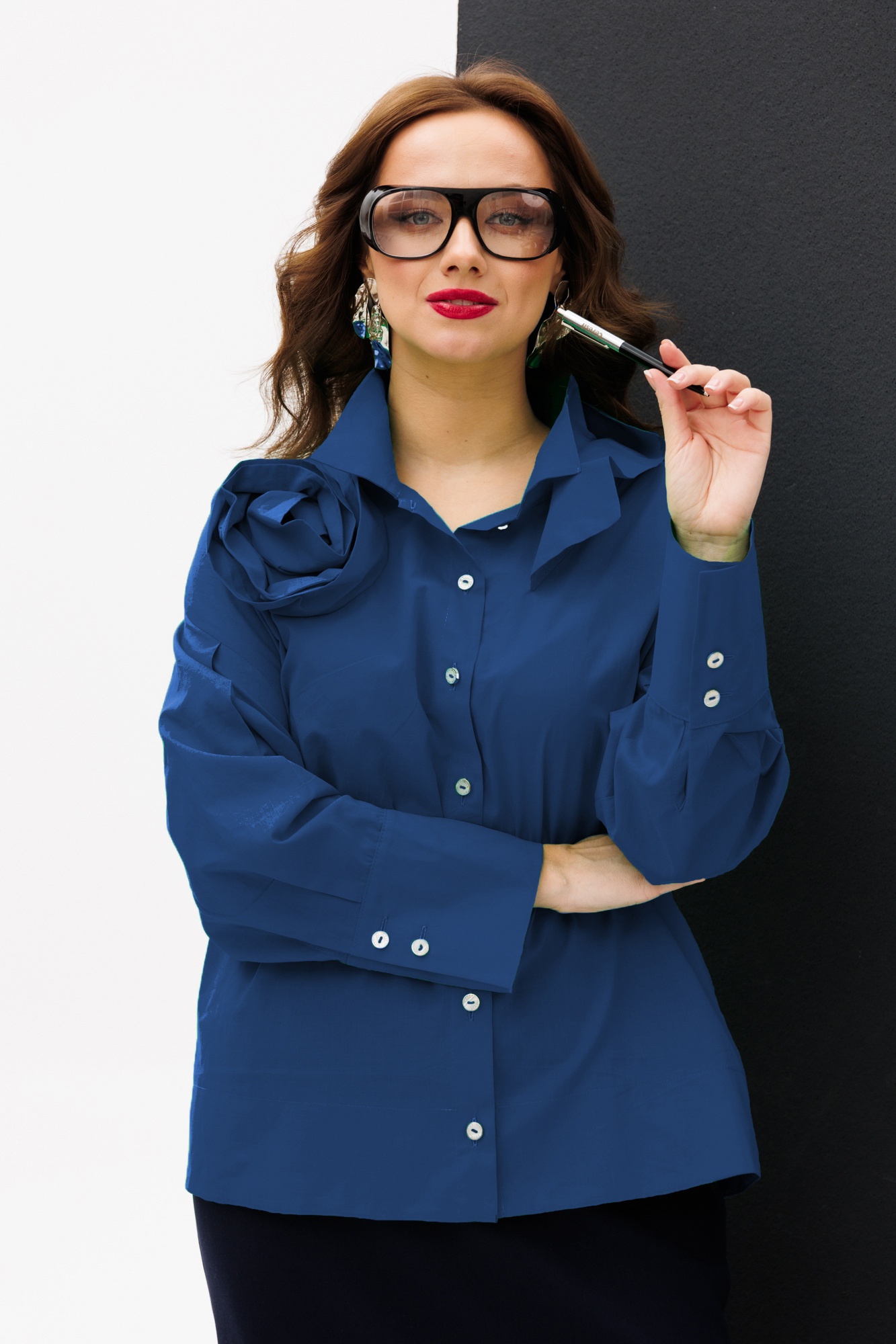 Блузка 1204-1 синий Anastasia фото 3 Блузка 1204-1 синий Anastasia фото 3