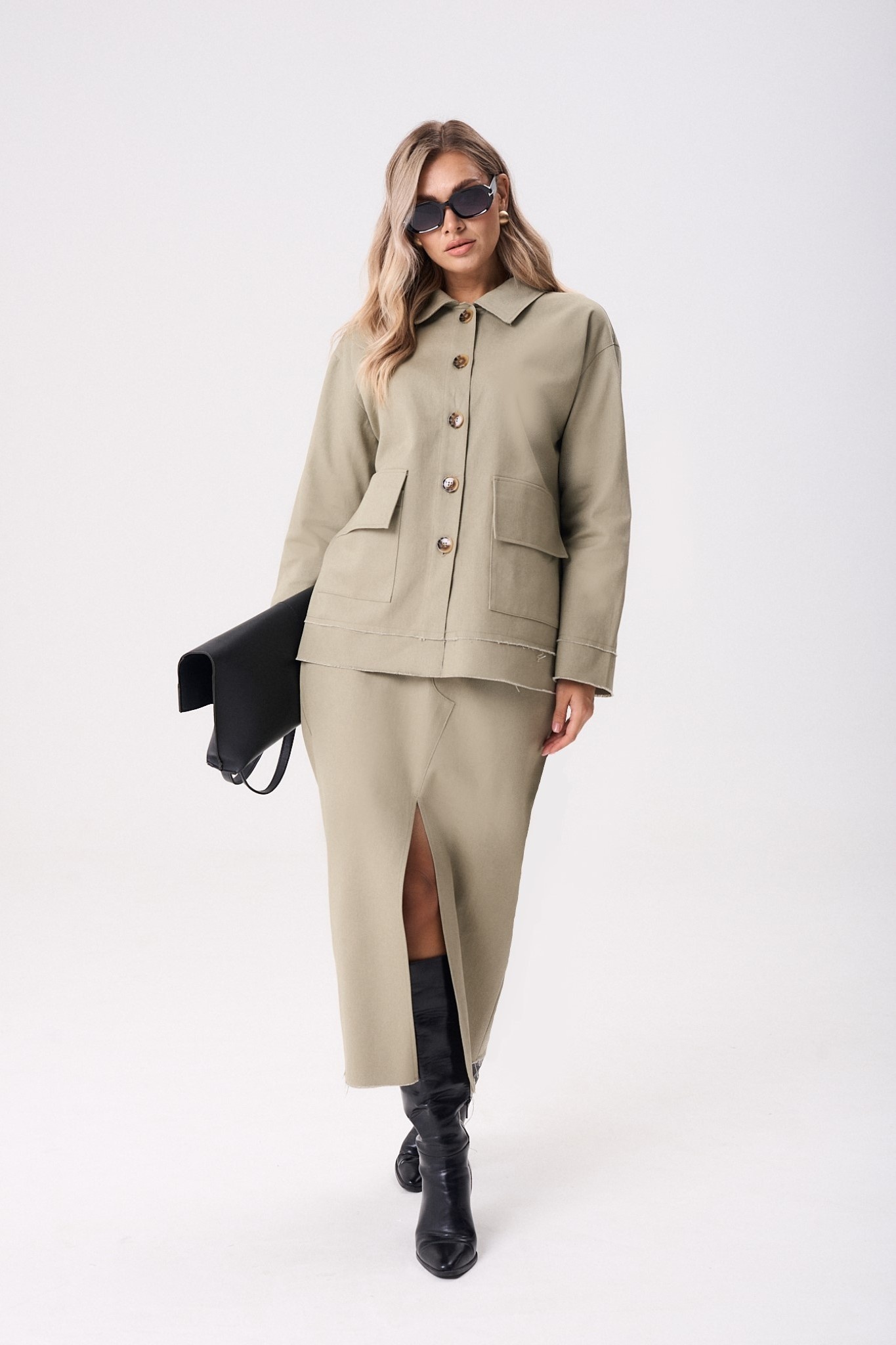 Костюм с юбкой 1286 олива Anastasia Костюм с юбкой 1286 олива Anastasia