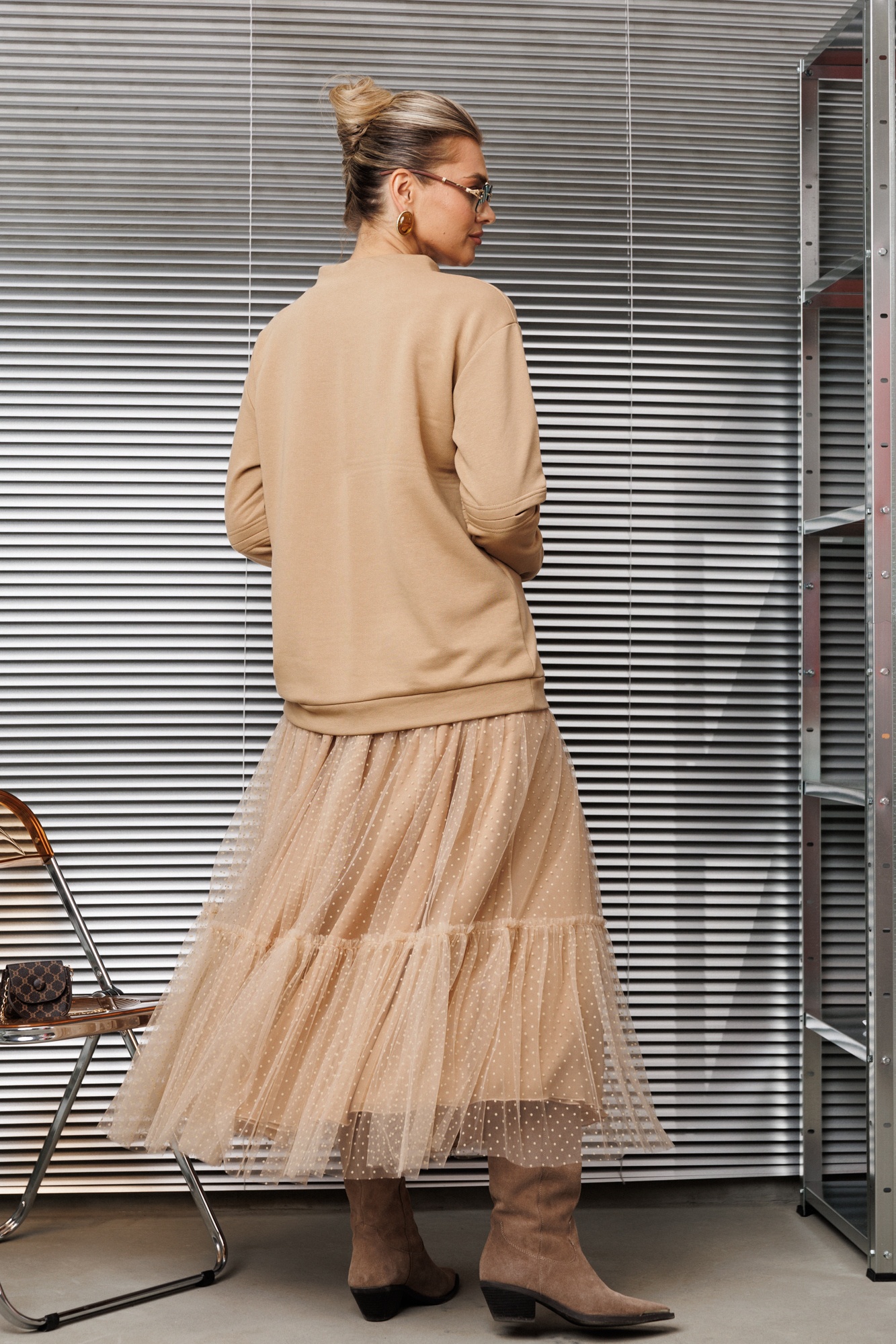 Костюм с юбкой 1289 карамельный Anastasia