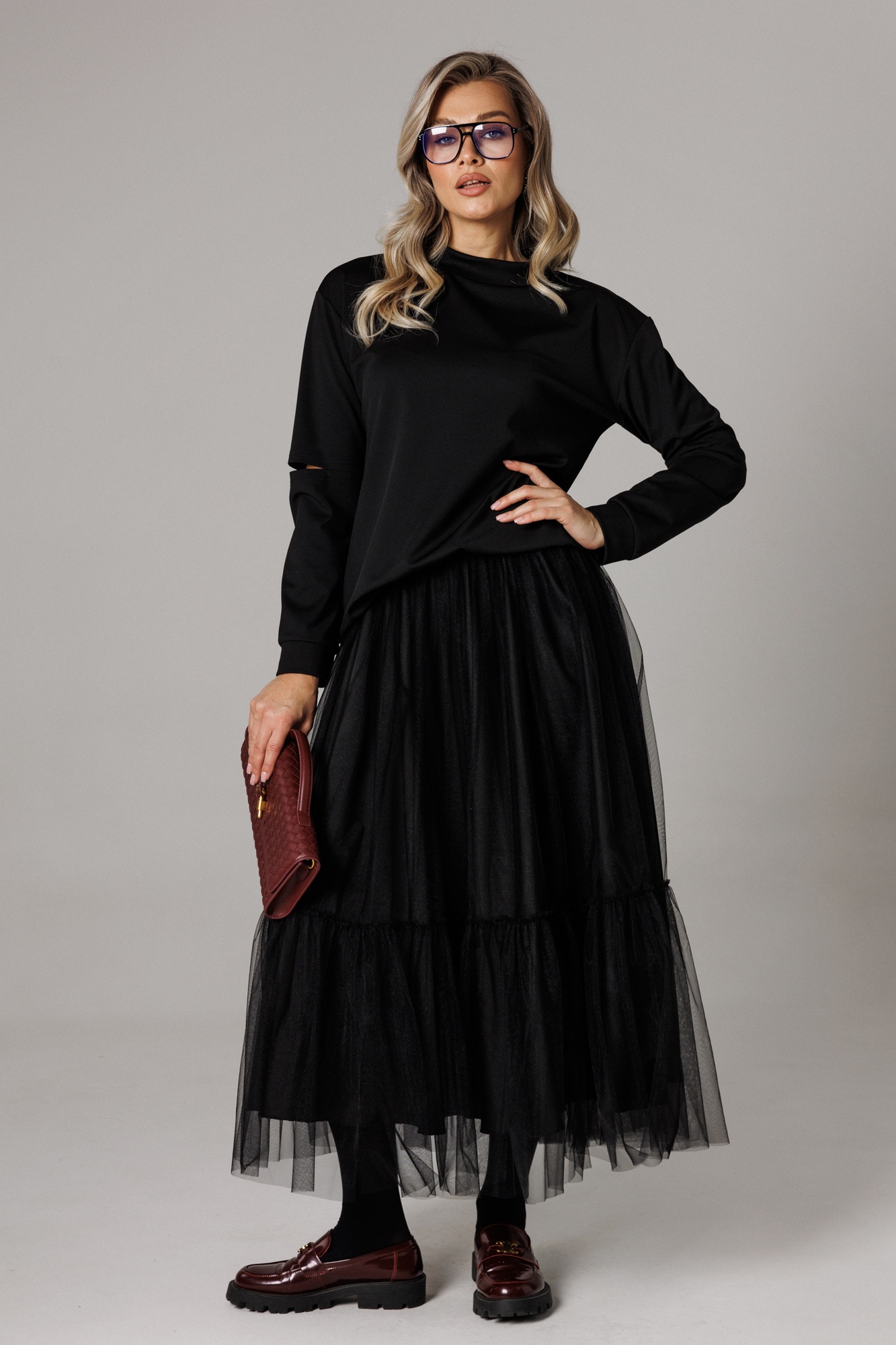 Костюм с юбкой 1294 черный Anastasia фото 3 Костюм с юбкой 1294 черный Anastasia фото 3