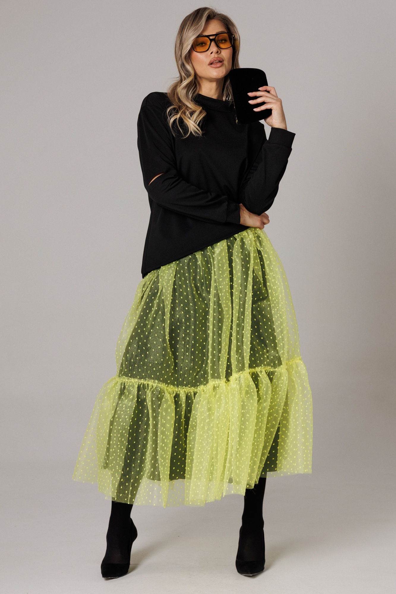 Костюм с юбкой 1298 черный + лимонный Anastasia фото 3 Костюм с юбкой 1298 черный + лимонный Anastasia фото 3