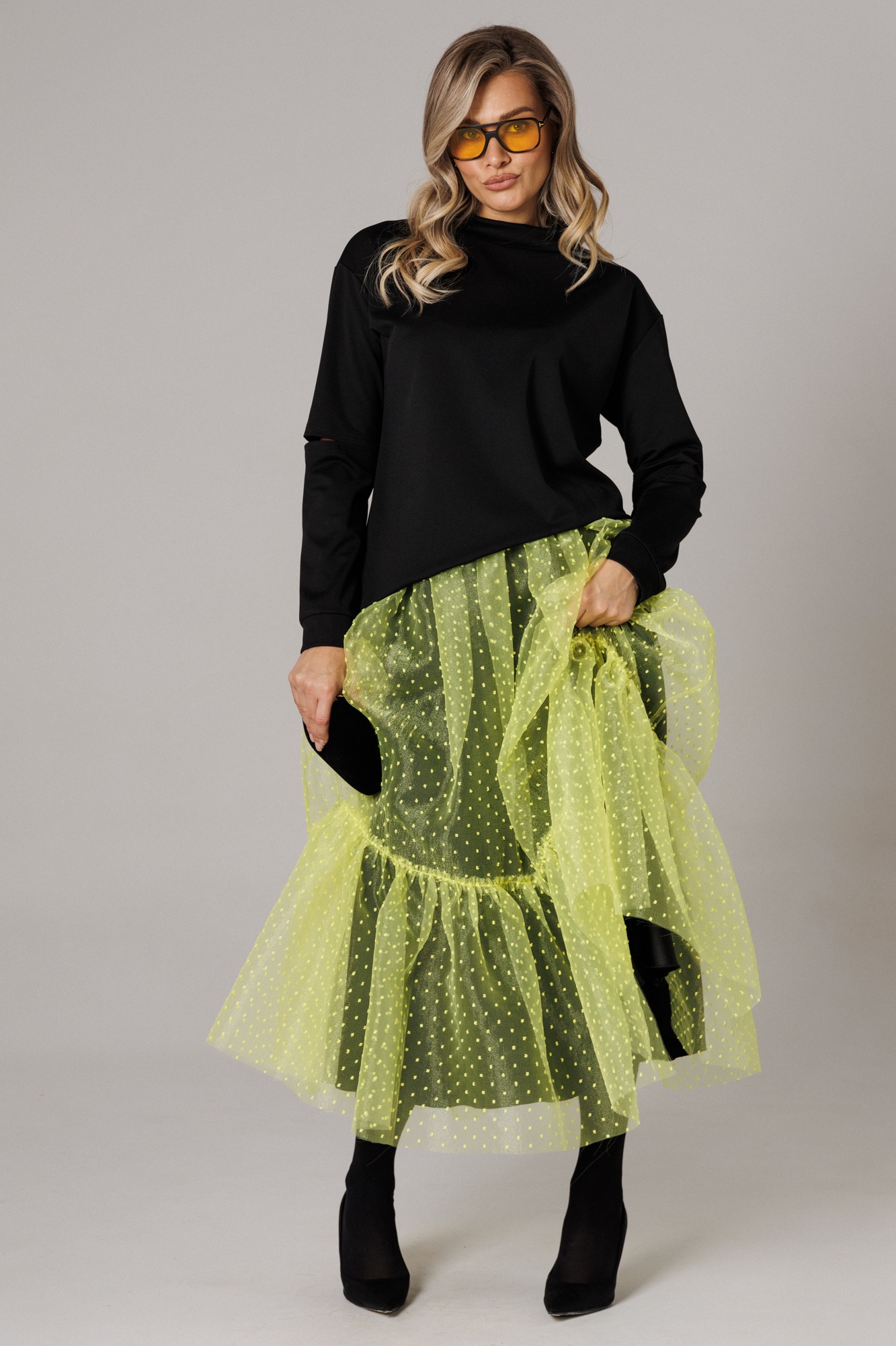 Костюм с юбкой 1298 черный + лимонный Anastasia фото 4 Костюм с юбкой 1298 черный + лимонный Anastasia фото 4