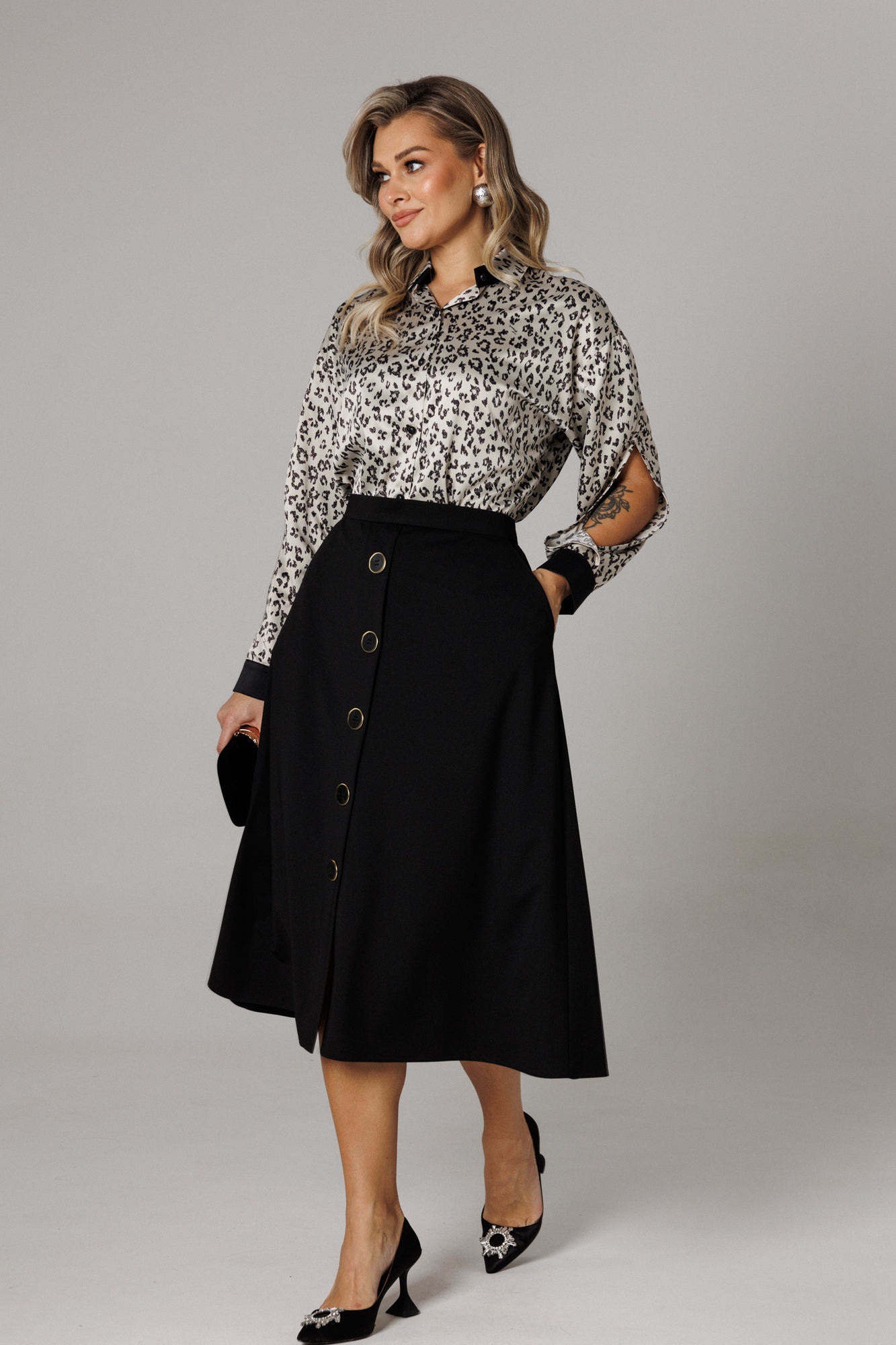 Костюм с юбкой 1306 платина Anastasia фото 5 Костюм с юбкой 1306 платина Anastasia фото 5