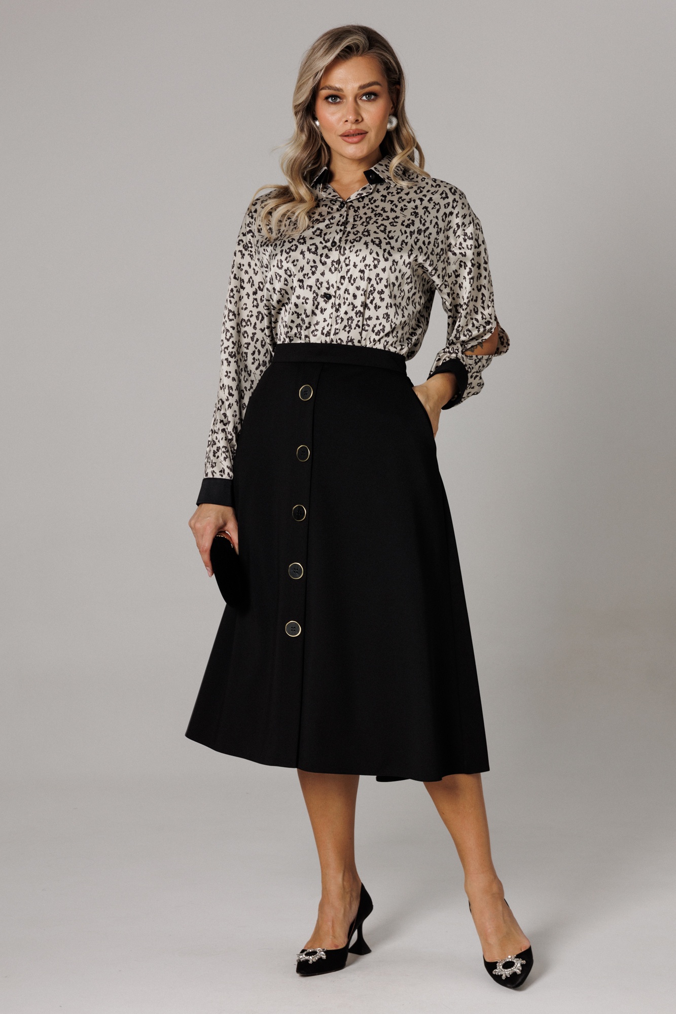 Костюм с юбкой 1306 платина Anastasia фото 3 Костюм с юбкой 1306 платина Anastasia фото 3