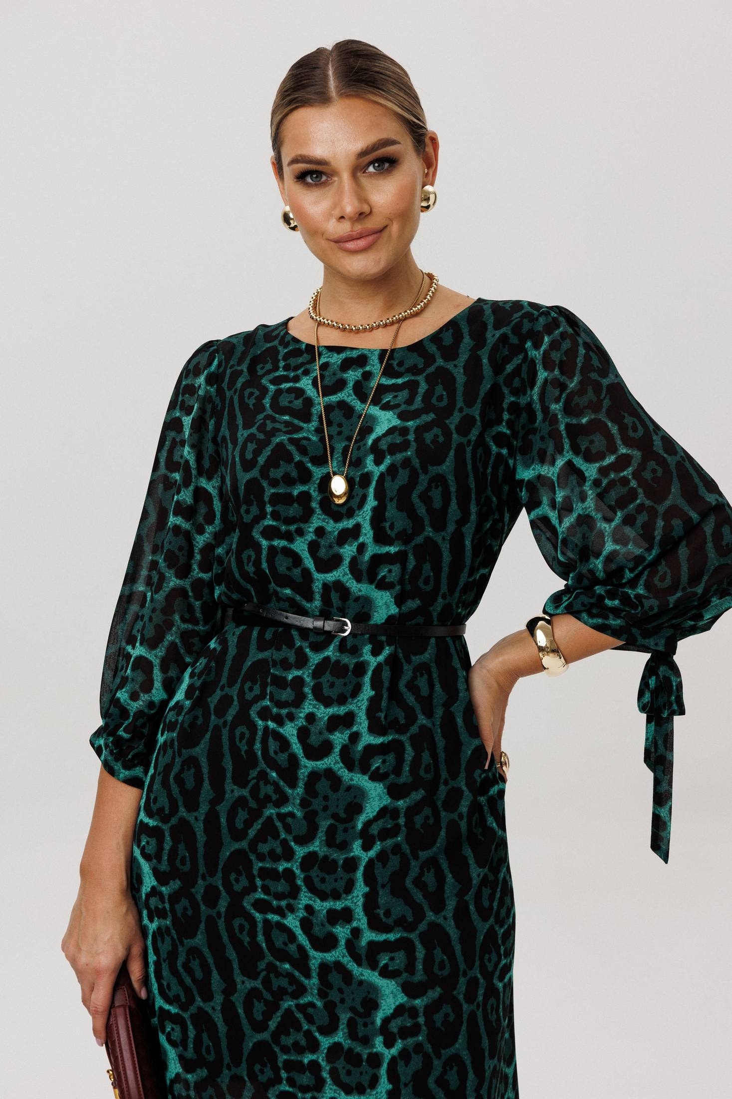 Платье 1733 леопардовый изумруд Anelli фото 3 Платье 1733 леопардовый изумруд Anelli фото 3