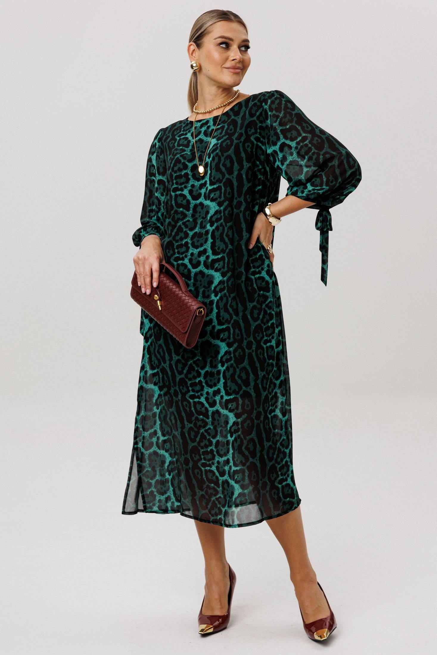 Платье 1733 леопардовый изумруд Anelli фото 4 Платье 1733 леопардовый изумруд Anelli фото 4