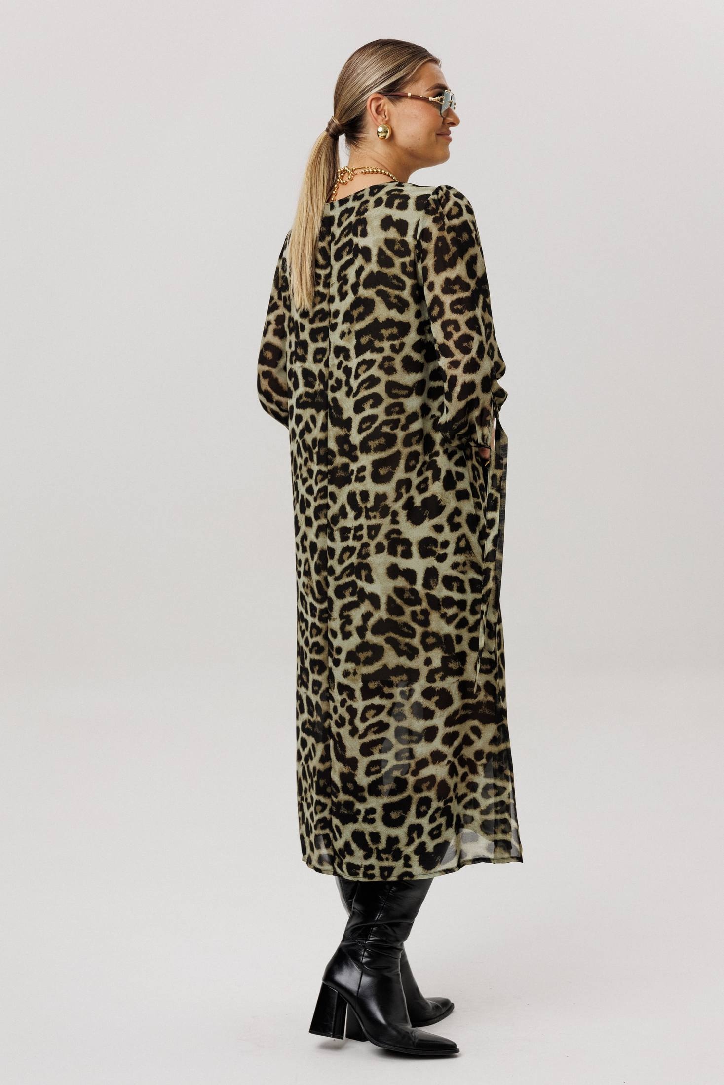 Платье 1733 зеленый леопард Anelli фото 2 Платье 1733 зеленый леопард Anelli фото 2