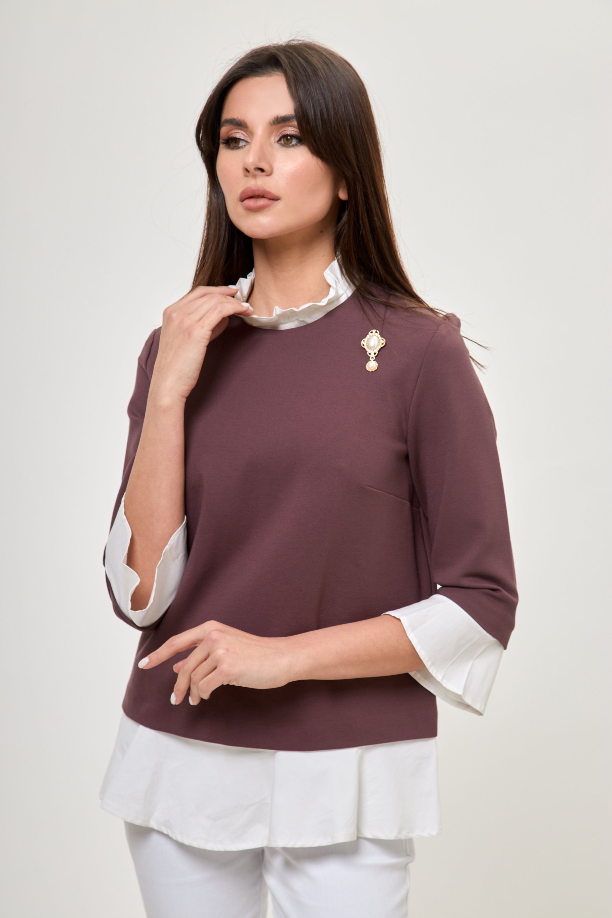 Блузка 604 коричневый Anelli фото 3 Блузка 604 коричневый Anelli фото 3