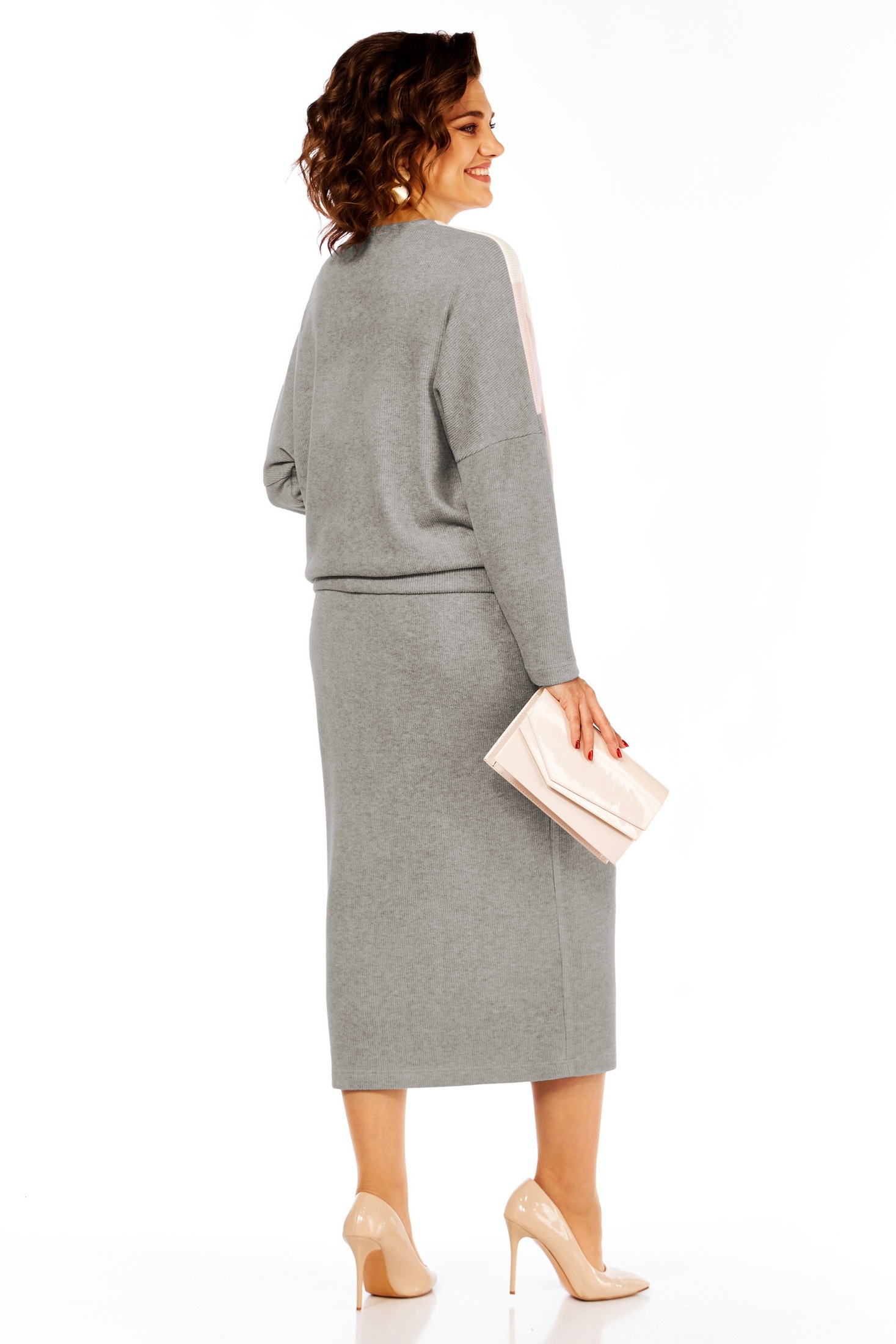 Костюм с юбкой 1073 серый Багира АнТа фото 2 Костюм с юбкой 1073 серый Багира АнТа фото 2