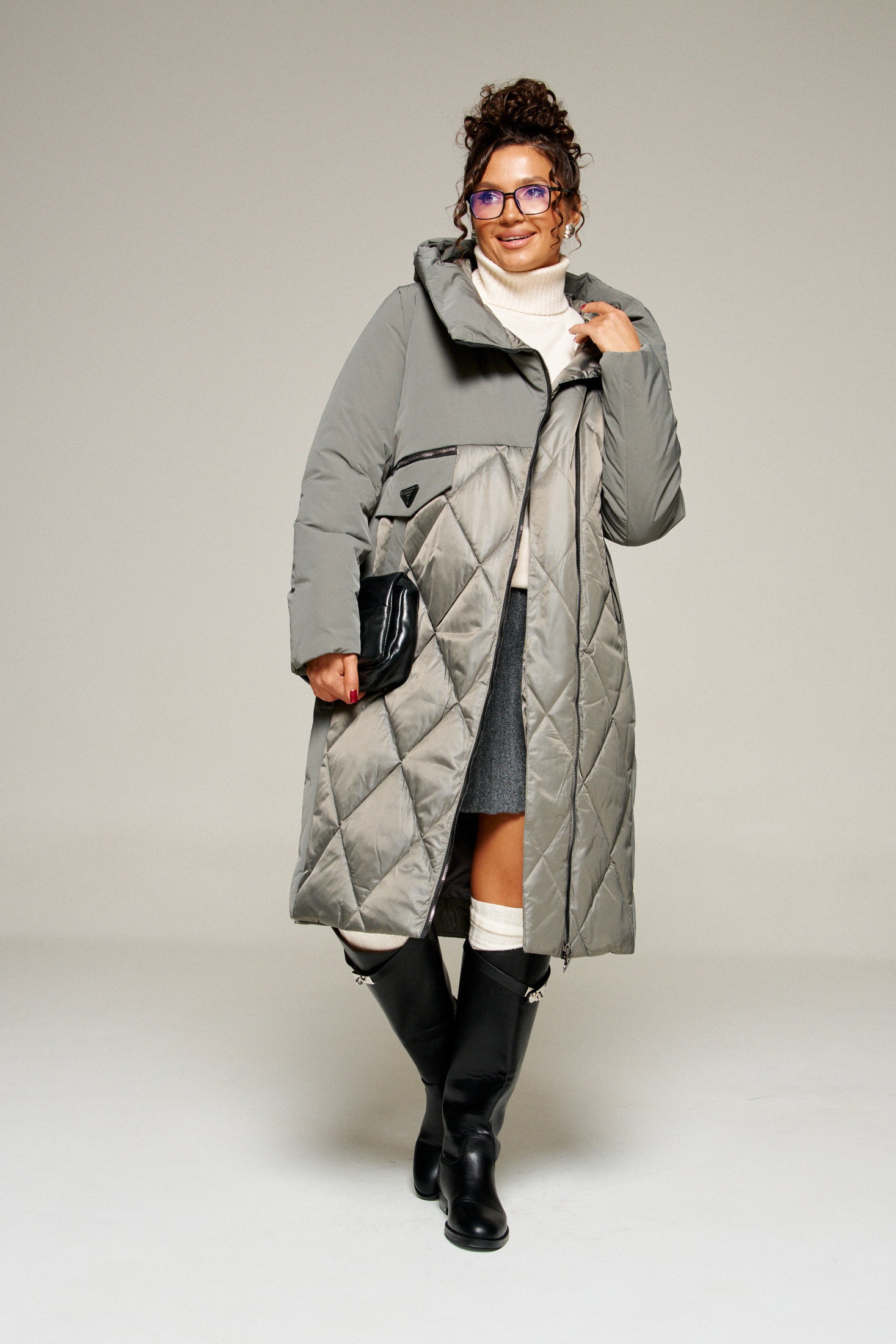 Пальто 8023 серый Beautiful&Free фото 3 Пальто 8023 серый Beautiful&Free фото 3