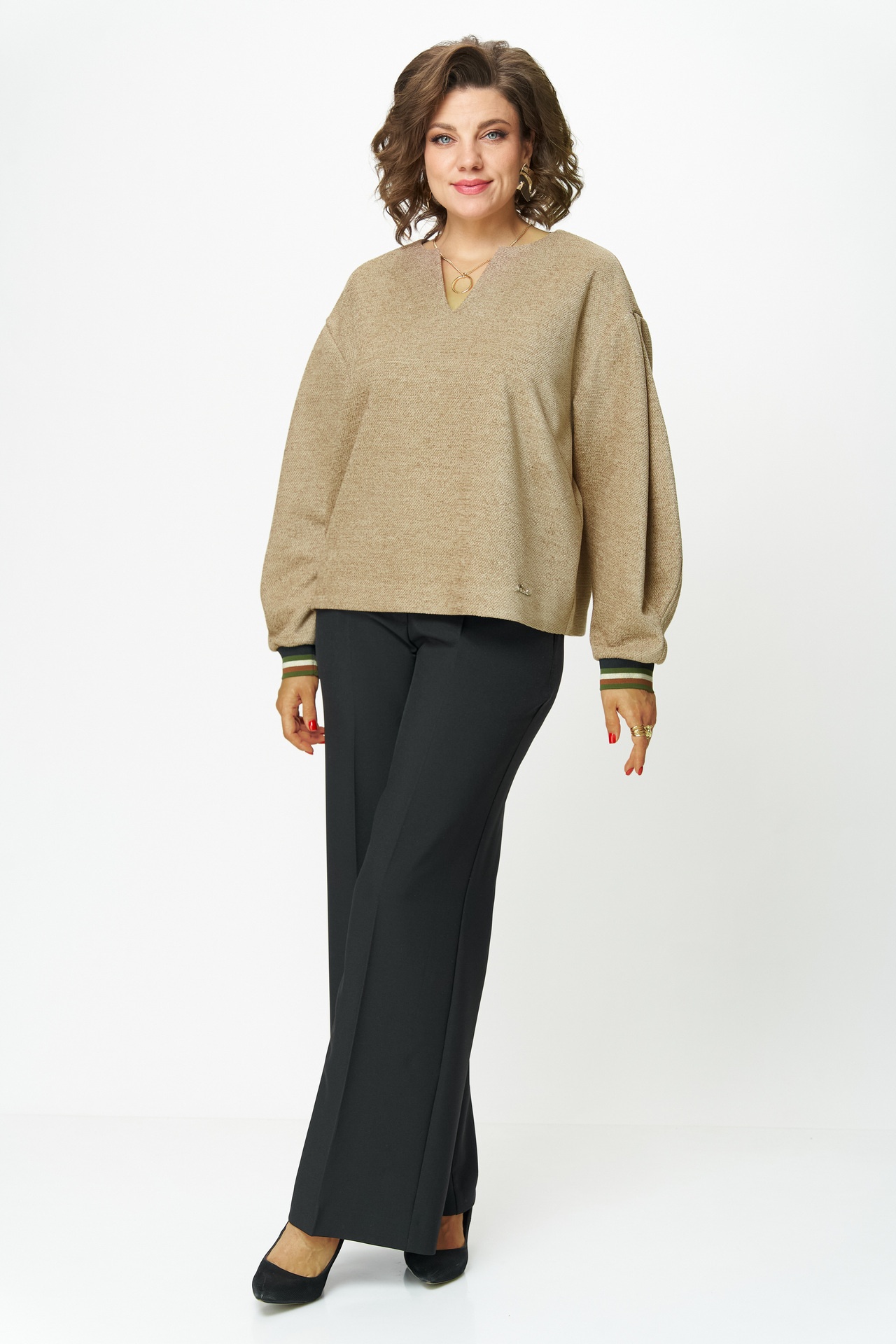 Костюм брючный 876+601 бежево-черный БелЭльСтиль Костюм брючный 876+601 бежево-черный БелЭльСтиль