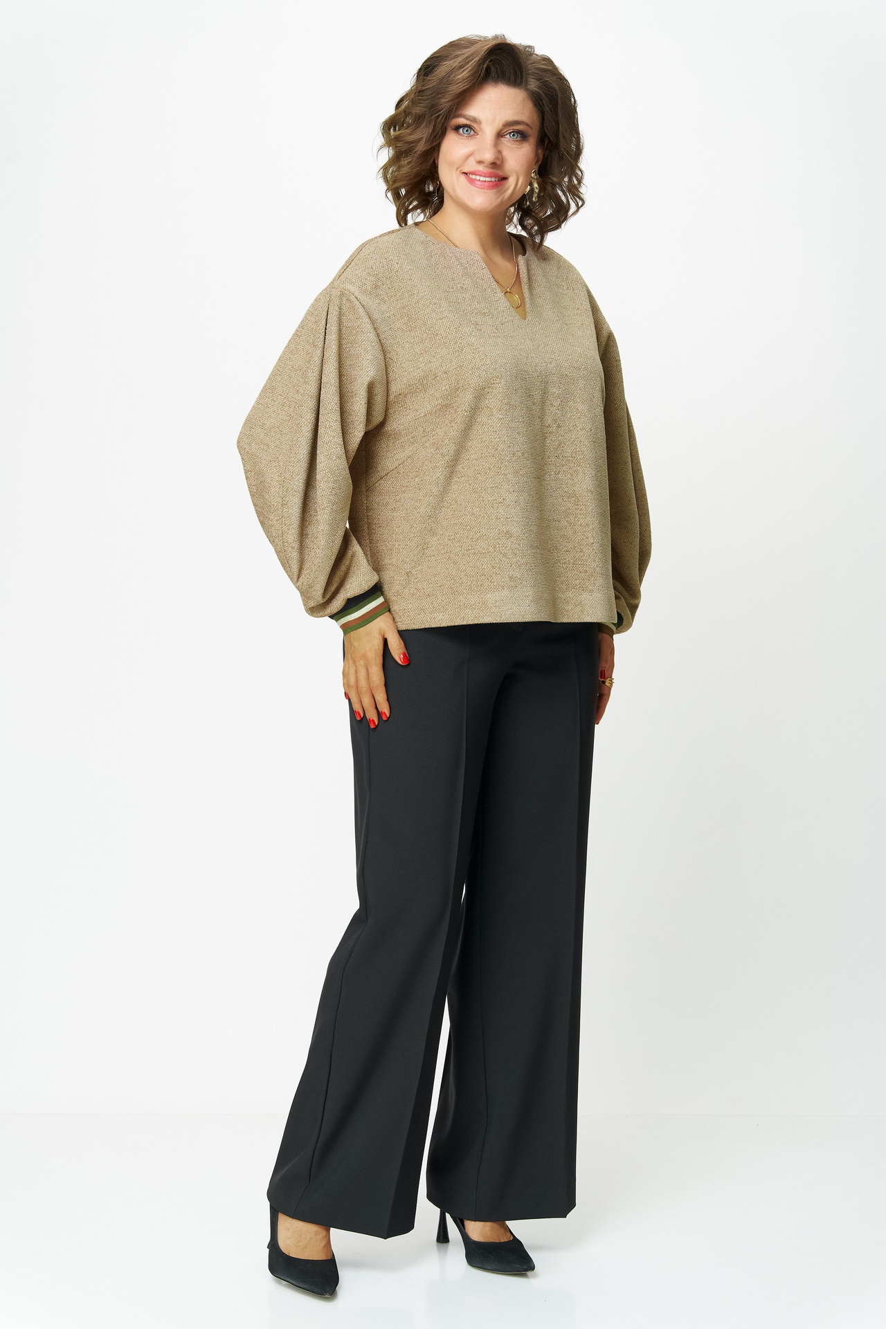 Костюм брючный 876+601 бежево-черный БелЭльСтиль фото 3 Костюм брючный 876+601 бежево-черный БелЭльСтиль фото 3