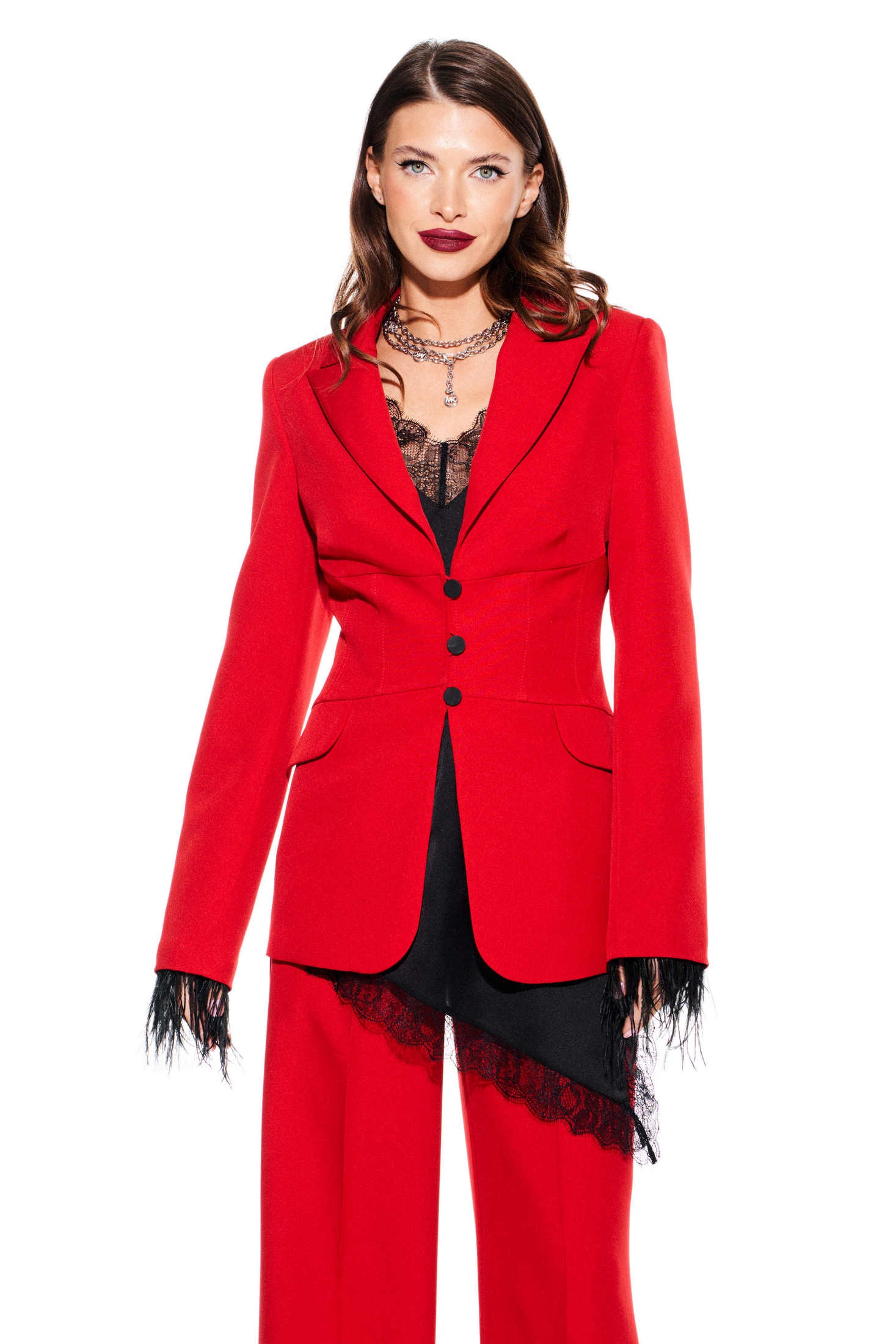 Костюм брючный 5319 красный Elletto Life фото 3 Костюм брючный 5319 красный Elletto Life фото 3