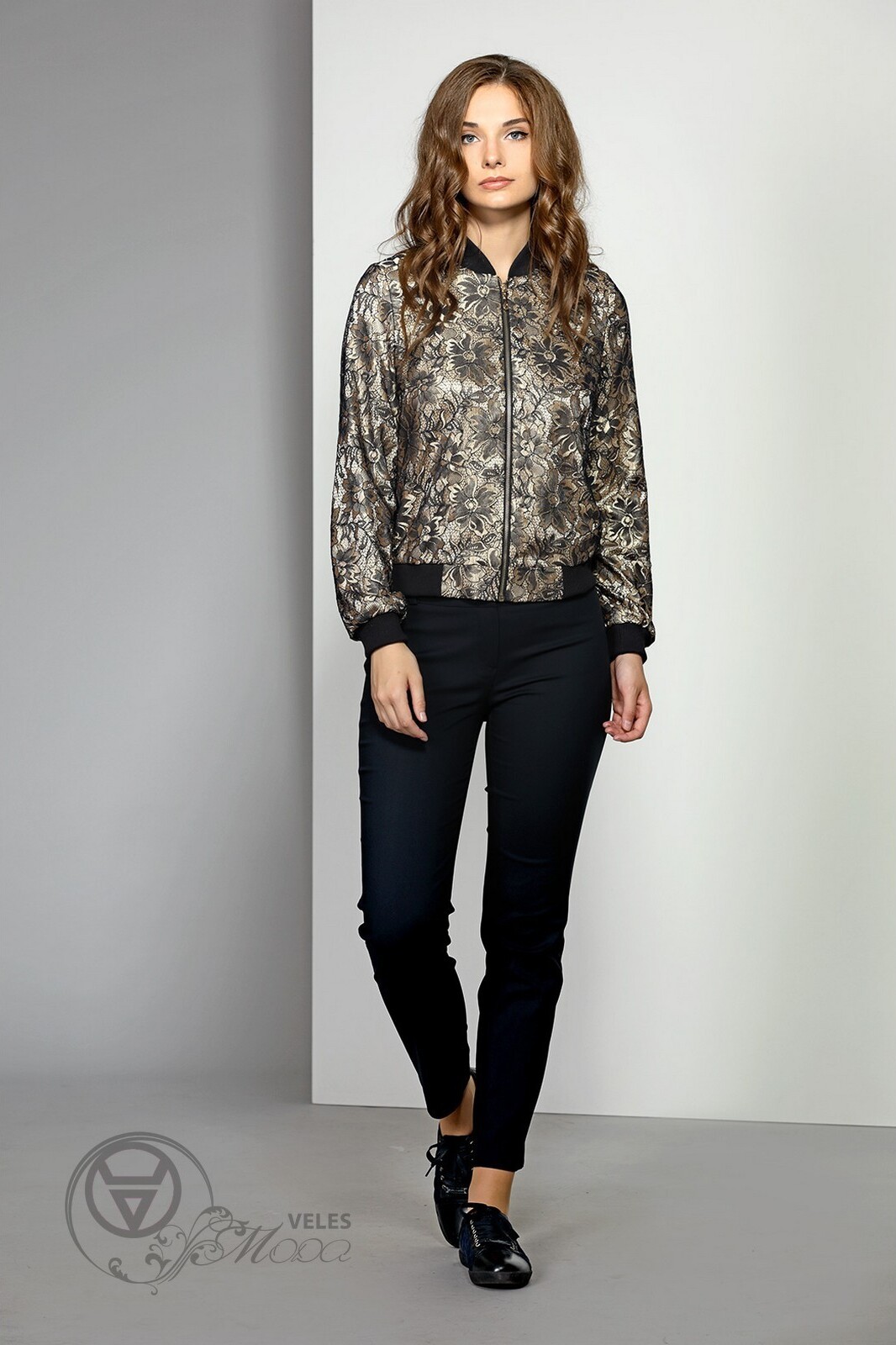 Бомбер 1362-1 темно-синий с золотом EOLA