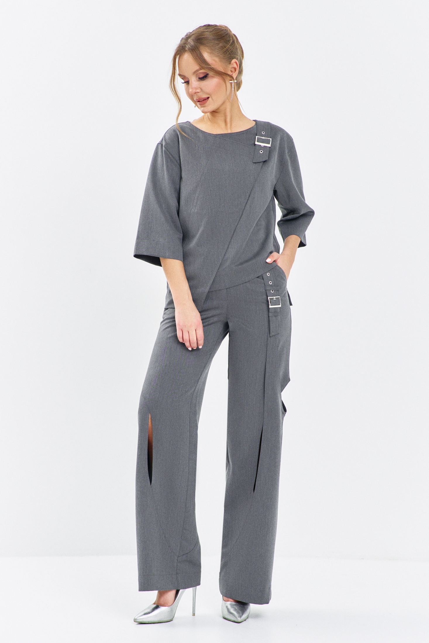 Костюм брючный 629 серый Euro Moda Костюм брючный 629 серый Euro Moda