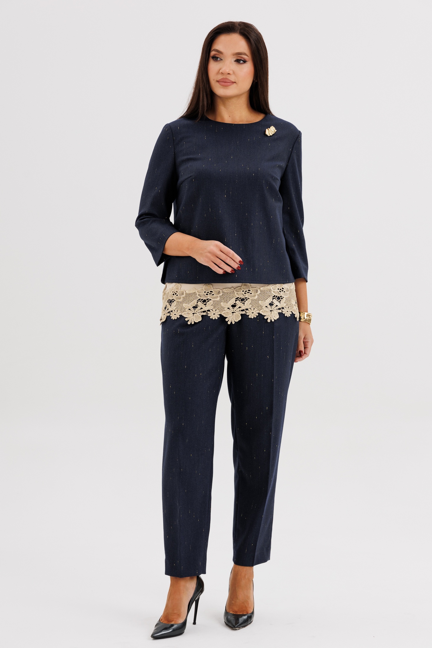 Костюм брючный 5318 синий FantaziaMod фото 2 Костюм брючный 5318 синий FantaziaMod фото 2