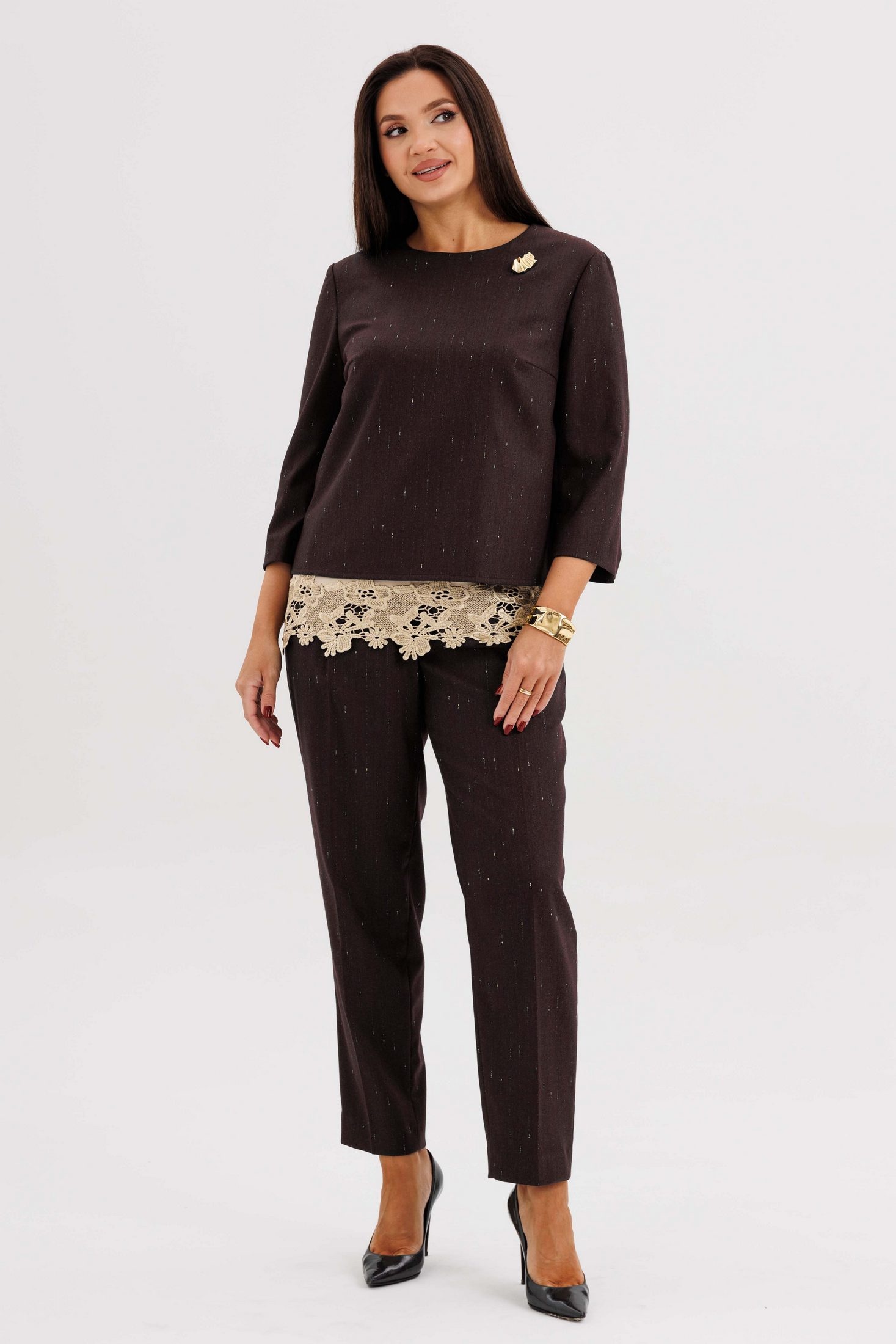 Костюм брючный 5318 шоколадный FantaziaMod Костюм брючный 5318 шоколадный FantaziaMod